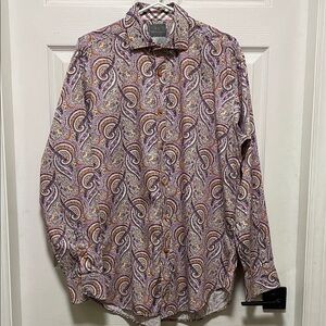 Thomas Dean | Multicolor | Paisley | Button-Down | 100% Cotton | Shirt | Size L